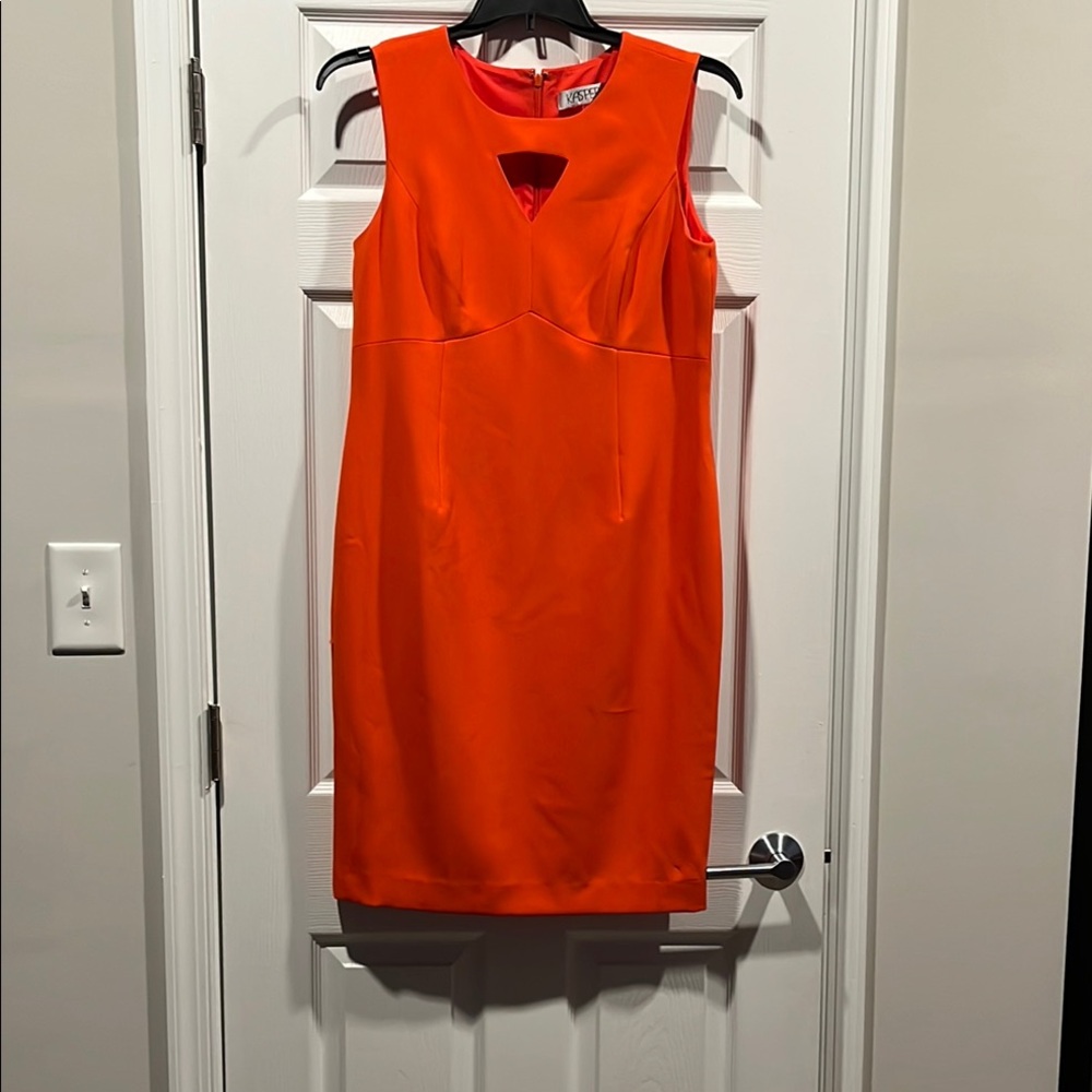 Kasper Orange Sheath Dress Crew Neck